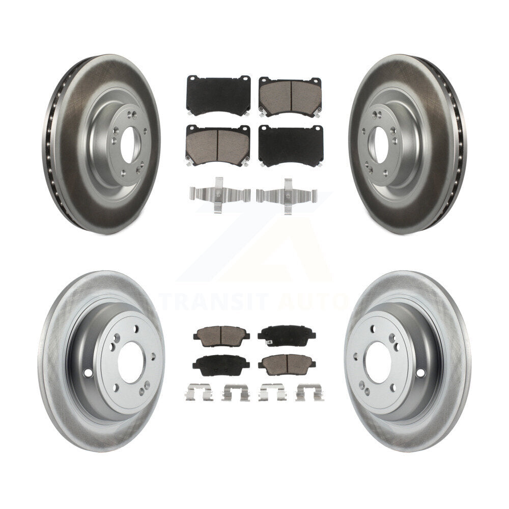 [Avant + Arrière] Kit de disque (revêtu) et plaquette (céramique) de frein pour 2012-2014 Hyundai Genesis 5.0L KGC-100763