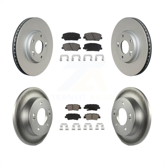 [Avant + Arrière] Kit de disque (revêtu) et plaquette (céramique) de frein pour Hyundai Veloster Kia Forte Koup KGC-100775 par Transit Auto