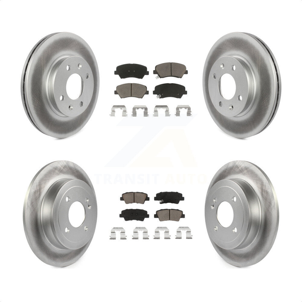 [Avant + Arrière] Kit de disque (revêtu) et plaquette (céramique) de frein pour Hyundai Accent Kia Rio KGC-100778 par Transit Auto