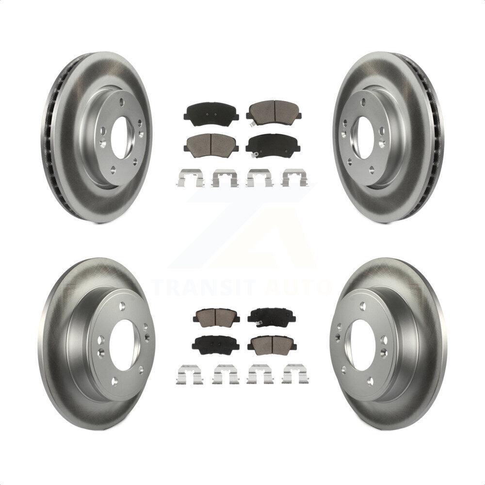 [Avant + Arrière] Kit de disque (revêtu) et plaquette (céramique) de frein pour 2014 Kia Forte5 EX KGC-100780 par Transit Auto
