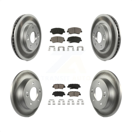 [Avant + Arrière] Kit de disque (revêtu) et plaquette (céramique) de frein pour 2014 Kia Forte5 EX KGC-100780 par Transit Auto