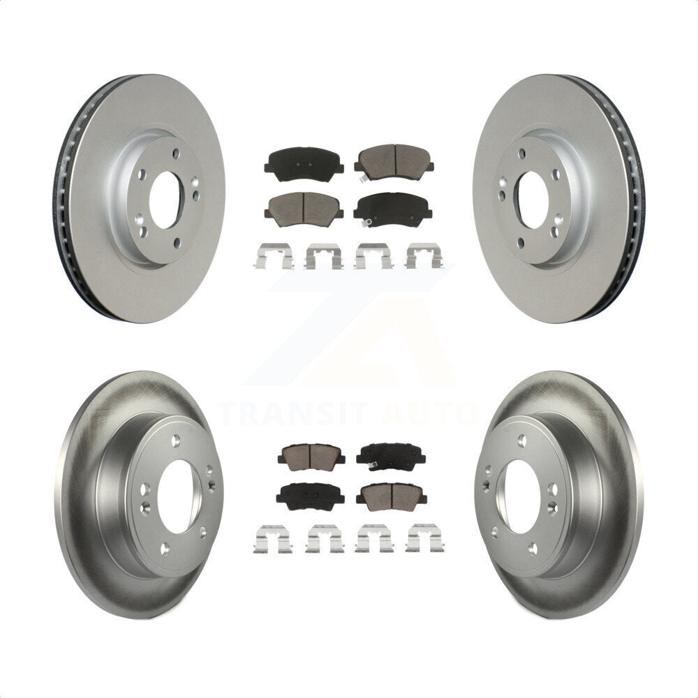 [Avant + Arrière] Kit de disque (revêtu) et plaquette (céramique) de frein pour 2015 Hyundai Veloster Tech RE FLEX SE KGC-100781 par Transit Auto