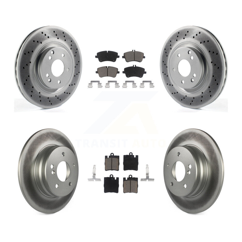 [Avant + Arrière] Kit de disque (revêtu) et plaquette (céramique) de frein pour 2004 Mercedes-Benz C320 Wagon Coupe avec RWD avec Sport Package KGC-100815