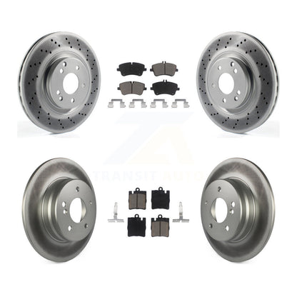 [Avant + Arrière] Kit de disque (revêtu) et plaquette (céramique) de frein pour 2004 Mercedes-Benz C320 Wagon Coupe avec RWD avec Sport Package KGC-100815