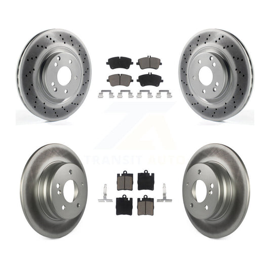 [Avant + Arrière] Kit de disque (revêtu) et plaquette (céramique) de frein pour 2004 Mercedes-Benz C320 Wagon Coupe avec RWD avec Sport Package KGC-100815