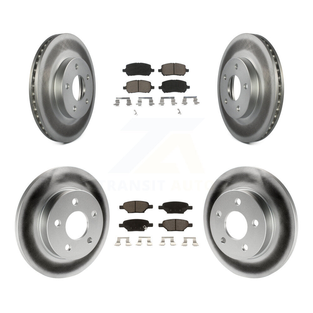 [Avant + Arrière] Kit de disque (revêtu) et plaquette (céramique) de frein pour 2007-2010 Pontiac G5 avec Drum Brakes KGC-100835