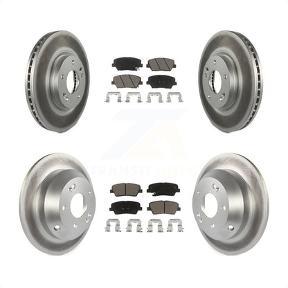 [Avant + Arrière] Kit de disque (revêtu) et plaquette (céramique) de frein pour Kia Sorento Hyundai Santa Fe KGC-100844 par Transit Auto