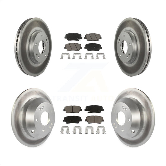 [Avant + Arrière] Kit de disque (revêtu) et plaquette (céramique) de frein pour Kia Sorento Hyundai Santa Fe KGC-100844 par Transit Auto