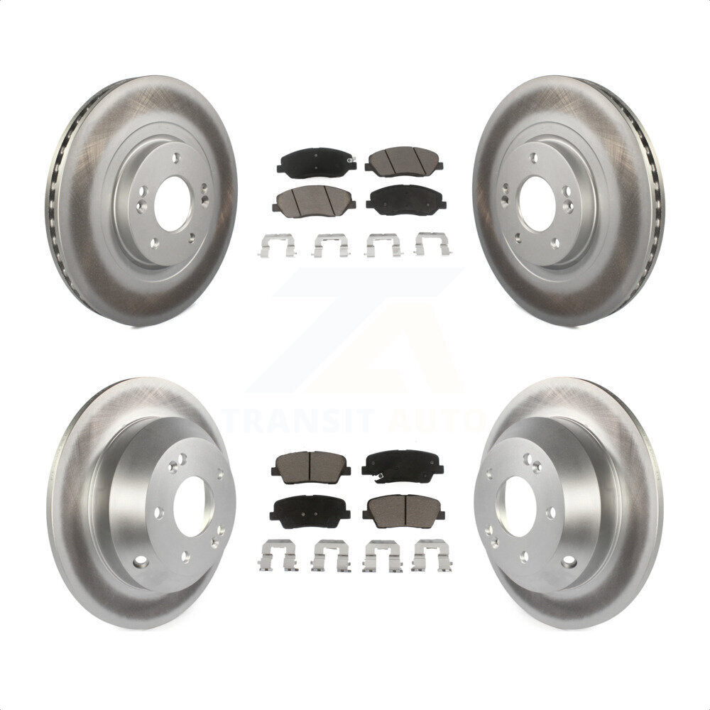 [Avant + Arrière] Kit de disque (revêtu) et plaquette (céramique) de frein pour 2013-2016 Hyundai Santa Fe XL 3.3L KGC-100845 par Transit Auto