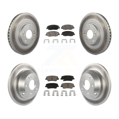 [Avant + Arrière] Kit de disque (revêtu) et plaquette (céramique) de frein pour 2013-2016 Hyundai Santa Fe XL 3.3L KGC-100845 par Transit Auto
