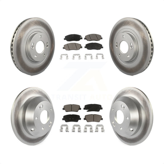 [Avant + Arrière] Kit de disque (revêtu) et plaquette (céramique) de frein pour 2013-2016 Hyundai Santa Fe XL 3.3L KGC-100845 par Transit Auto
