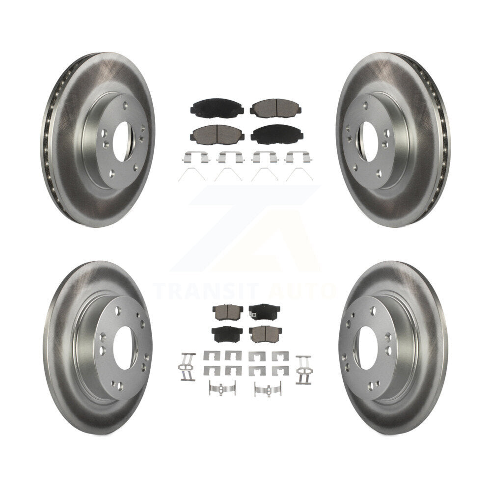 [Avant + Arrière] Kit de disque (revêtu) et plaquette (céramique) de frein pour 2014-2015 Honda Civic Touring KGC-100855