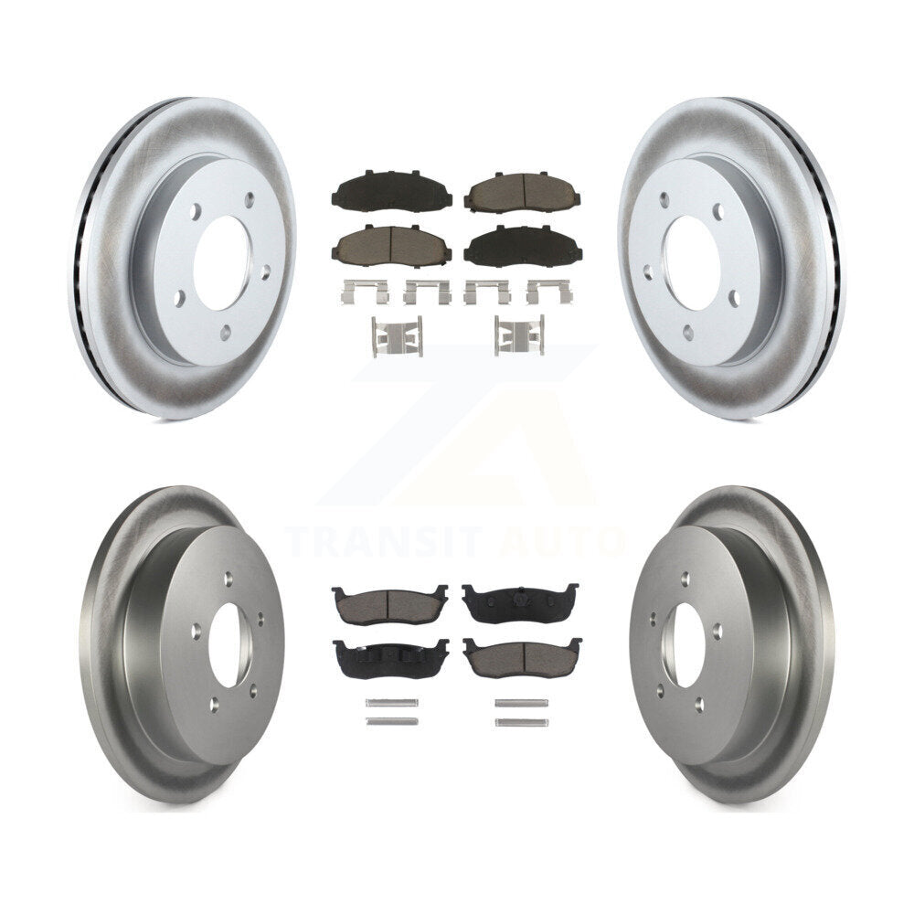 [Avant + Arrière] Kit de disque (revêtu) et plaquette (céramique) de frein pour Ford F-150 Heritage avec 5 Lug Wheels 4WD KGC-100952