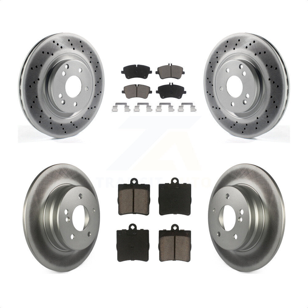 [Avant + Arrière] Kit de disque (revêtu) et plaquette (céramique) de frein pour 2007-2008 Mercedes-Benz SLK280 avec Sport Package KGC-100970 par Transit Auto