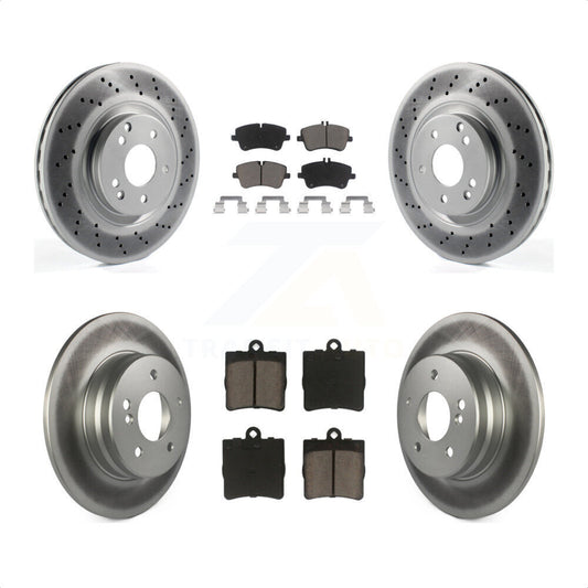 [Avant + Arrière] Kit de disque (revêtu) et plaquette (céramique) de frein pour 2007-2008 Mercedes-Benz SLK280 avec Sport Package KGC-100970 par Transit Auto