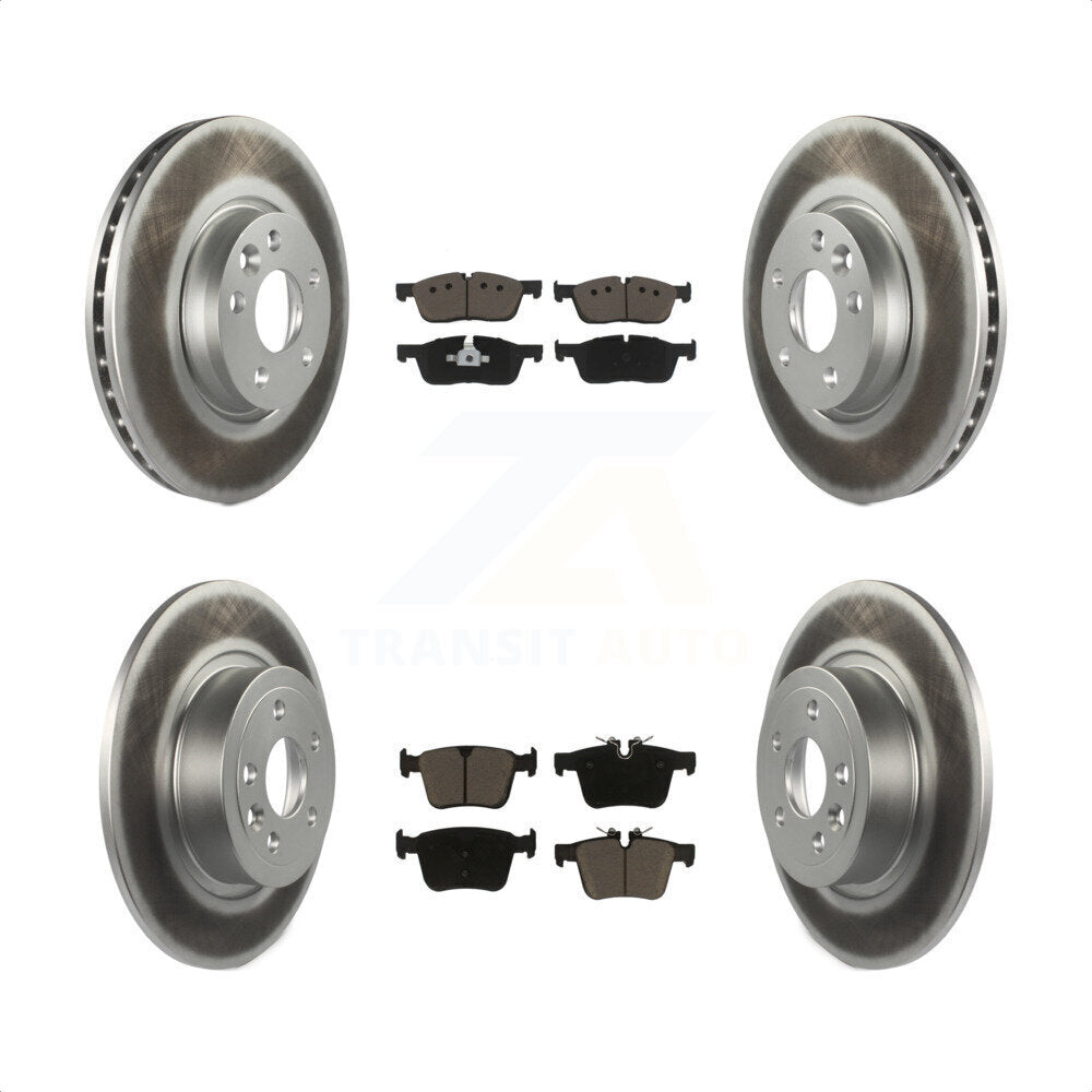 [Avant + Arrière] Kit de disque (revêtu) et plaquette (céramique) de frein pour 2016-2017 Land Rover Range Evoque avec 300mm Diameter Rotor KGC-100975 par Transit Auto