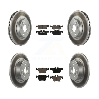 [Avant + Arrière] Kit de disque (revêtu) et plaquette (céramique) de frein pour 2016-2017 Land Rover Range Evoque avec 300mm Diameter Rotor KGC-100975 par Transit Auto