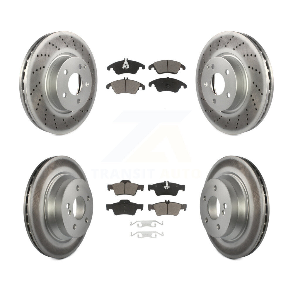 [Avant + Arrière] Kit de disque (revêtu) et plaquette (céramique) de frein pour Mercedes-Benz E350 E400 avec 322mm Diameter Rotor KGC-101018