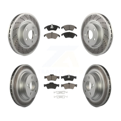 [Avant + Arrière] Kit de disque (revêtu) et plaquette (céramique) de frein pour Mercedes-Benz E350 E400 avec 322mm Diameter Rotor KGC-101018