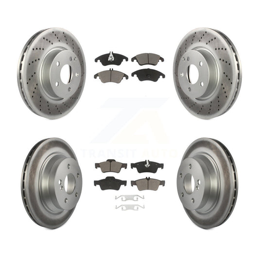 [Avant + Arrière] Kit de disque (revêtu) et plaquette (céramique) de frein pour Mercedes-Benz E350 E400 avec 322mm Diameter Rotor KGC-101018