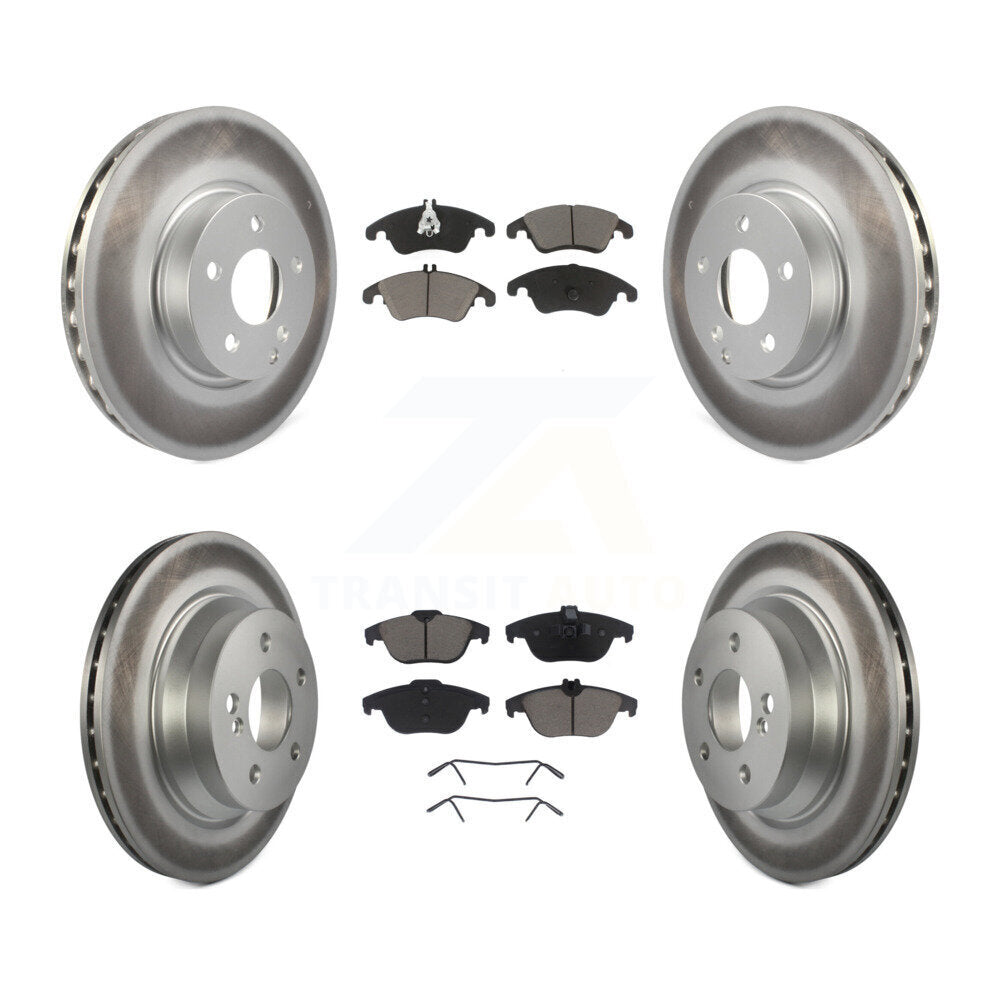 [Avant + Arrière] Kit de disque (revêtu) et plaquette (céramique) de frein pour 2014 Mercedes-Benz E350 Convertible Coupe avec 322mm Diameter Rotor KGC-101019