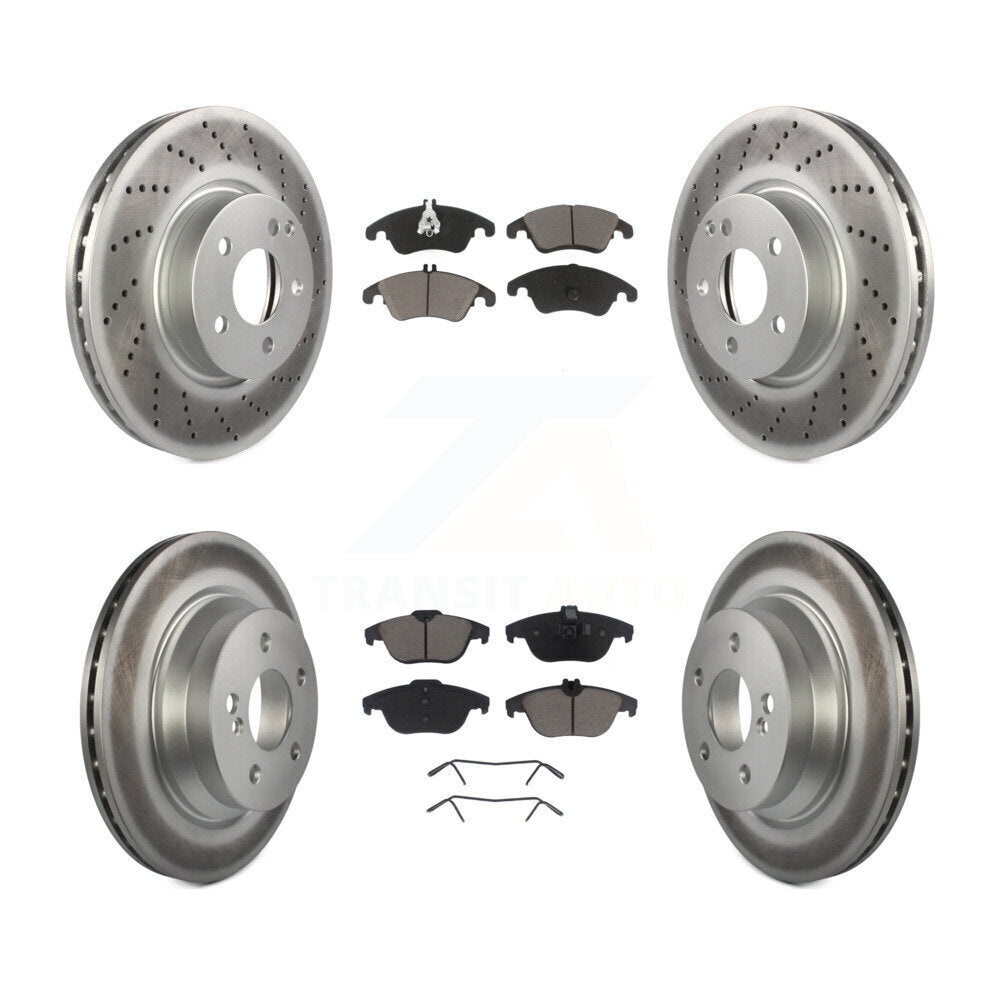 [Avant + Arrière] Kit de disque (revêtu) et plaquette (céramique) de frein pour 2014 Mercedes-Benz E350 Convertible Coupe avec 322mm Diameter Rotor KGC-101020