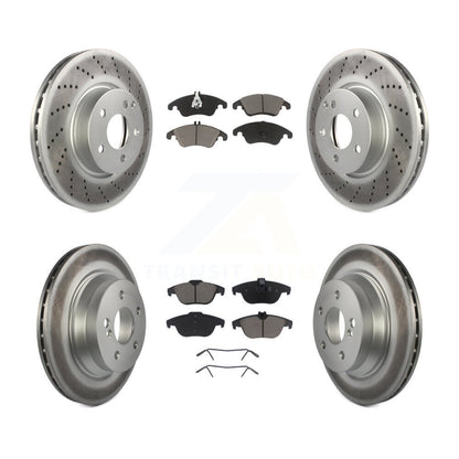 [Avant + Arrière] Kit de disque (revêtu) et plaquette (céramique) de frein pour 2014 Mercedes-Benz E350 Convertible Coupe avec 322mm Diameter Rotor KGC-101020