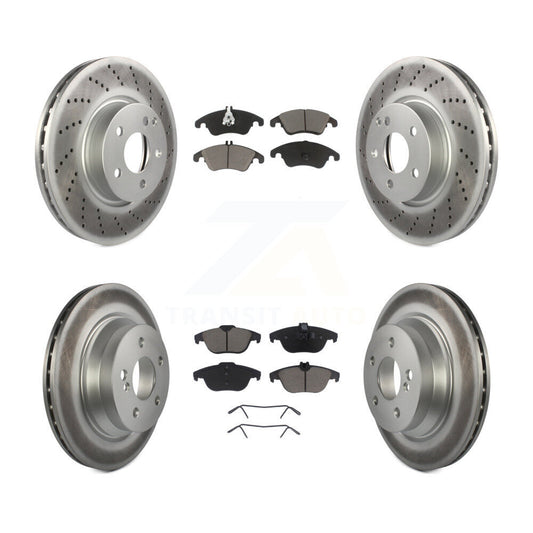[Avant + Arrière] Kit de disque (revêtu) et plaquette (céramique) de frein pour 2014 Mercedes-Benz E350 Convertible Coupe avec 322mm Diameter Rotor KGC-101020