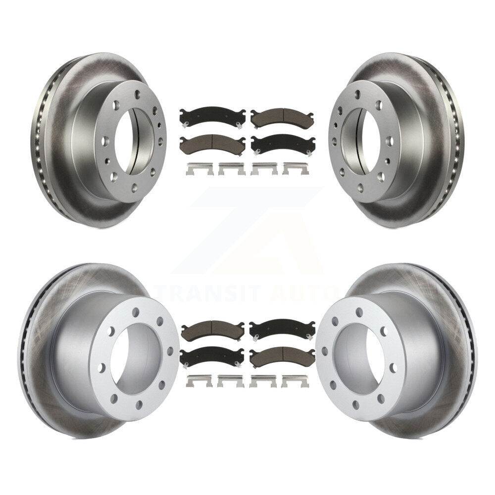 [Avant + Arrière] Kit de disque (revêtu) et plaquette (céramique) de frein pour Chevrolet Silverado 3500 HD GMC Sierra Classic KGC-101052