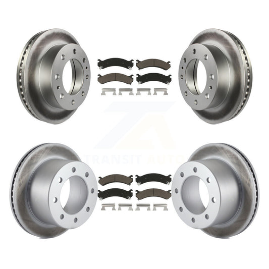 [Avant + Arrière] Kit de disque (revêtu) et plaquette (céramique) de frein pour Chevrolet Silverado 3500 HD GMC Sierra Classic KGC-101052
