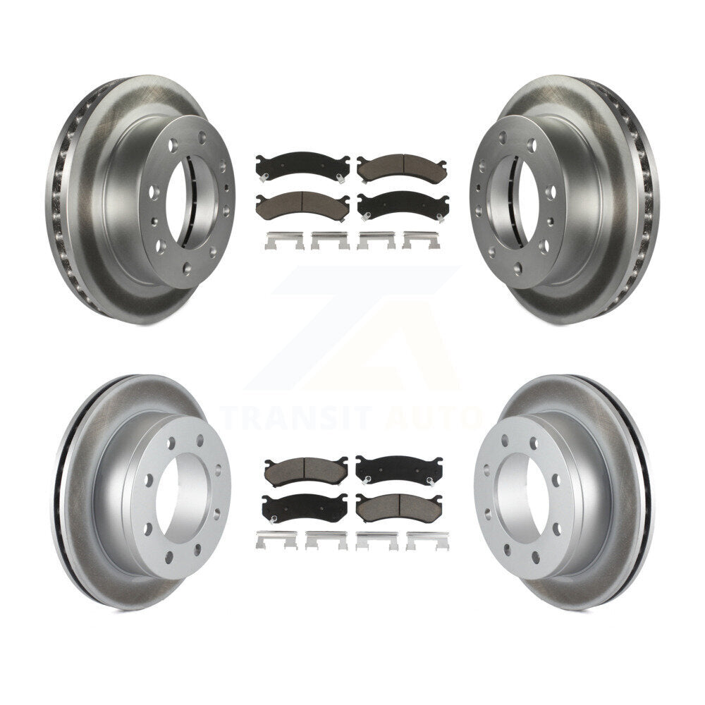 [Avant + Arrière] Kit de disque (revêtu) et plaquette (céramique) de frein pour Chevrolet Silverado 2500 HD GMC Sierra 3500 Classic Suburban Yukon XL Avalanche KGC-101053