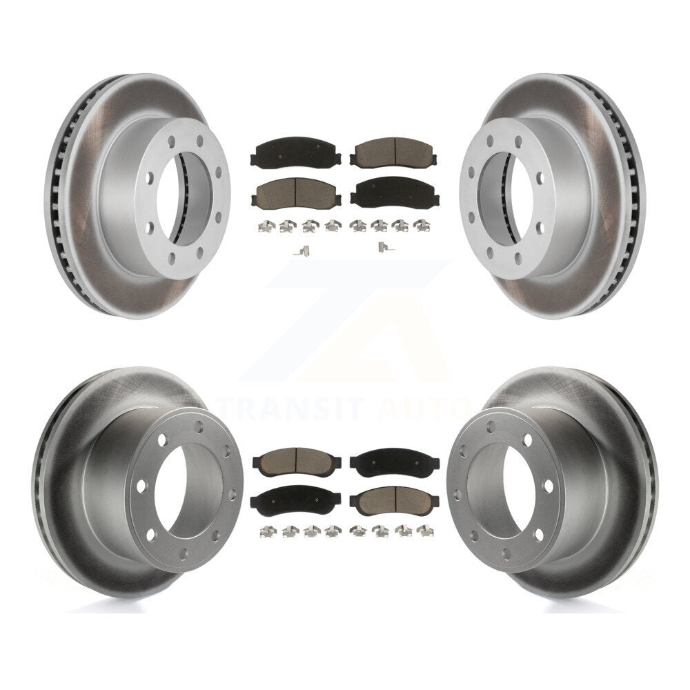 [Avant + Arrière] Kit de disque (revêtu) et plaquette (céramique) de frein pour Ford F-250 Super Duty F-350 4WD KGC-101054