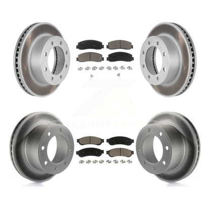 [Avant + Arrière] Kit de disque (revêtu) et plaquette (céramique) de frein pour Ford F-250 Super Duty F-350 avec Single Wheels 4WD KGC-101055