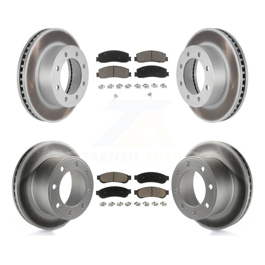 [Avant + Arrière] Kit de disque (revêtu) et plaquette (céramique) de frein pour Ford F-250 Super Duty F-350 avec Single Wheels 4WD KGC-101055