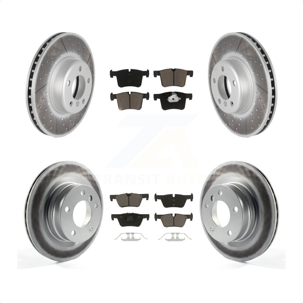 [Avant + Arrière] Kit de disque (revêtu) et plaquette (céramique) de frein pour 2017 BMW 328d avec 340mm Diameter Rotor KGC-101073 par Transit Auto
