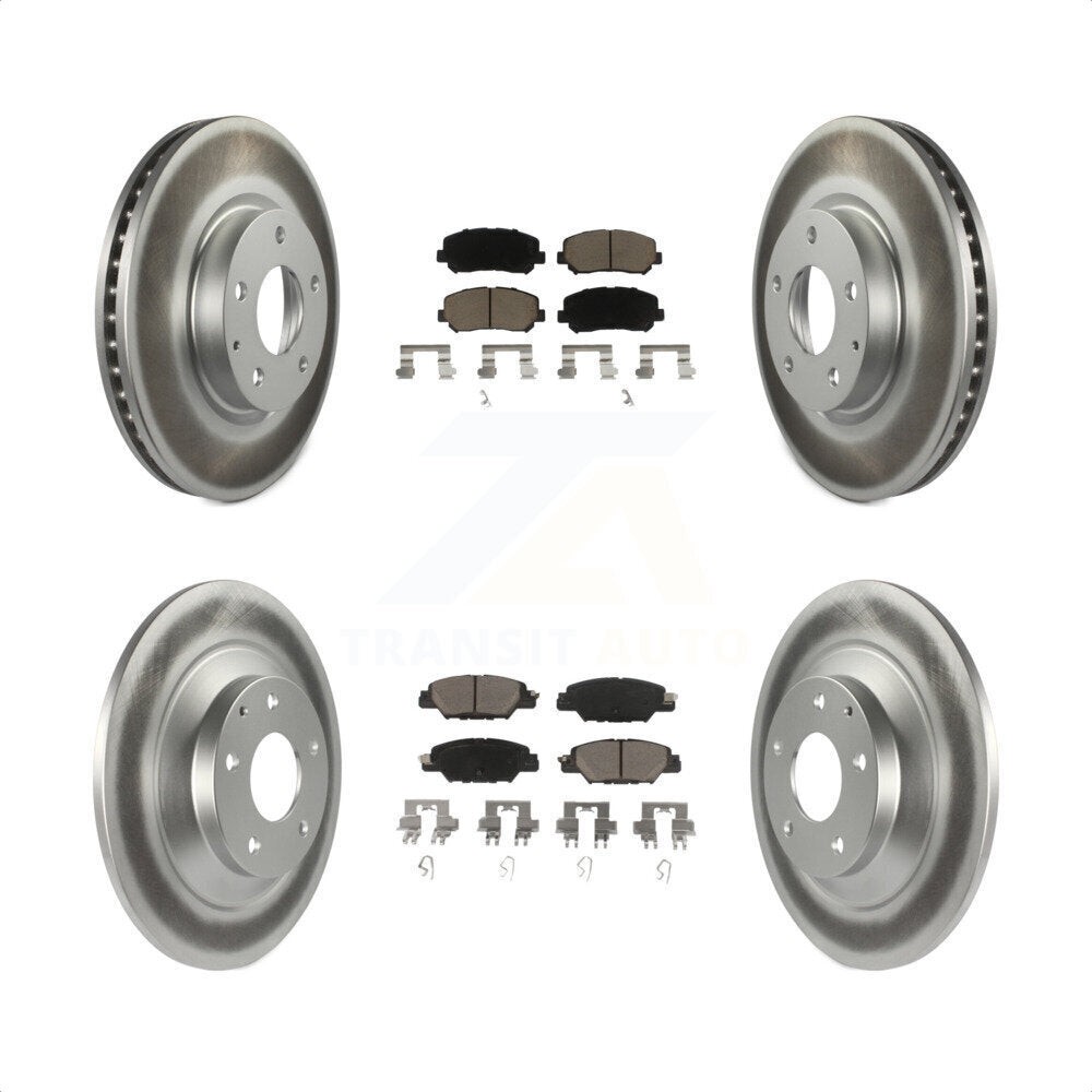 [Avant + Arrière] Kit de disque (revêtu) et plaquette (céramique) de frein pour 2015 Mazda CX-5 avec Electric Parking KGC-101132 par Transit Auto