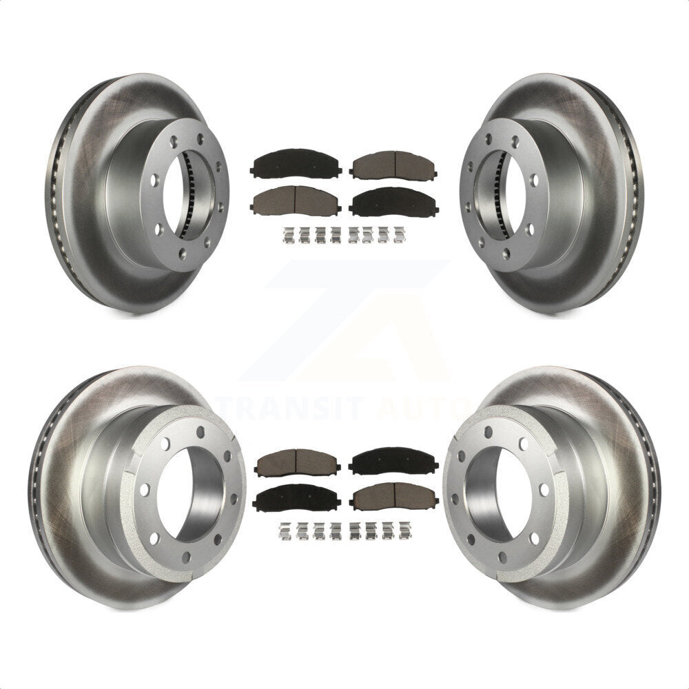 [Avant + Arrière] Kit de disque (revêtu) et plaquette (céramique) de frein pour Ford F-250 Super Duty F-350 4WD KGC-101152 par Transit Auto