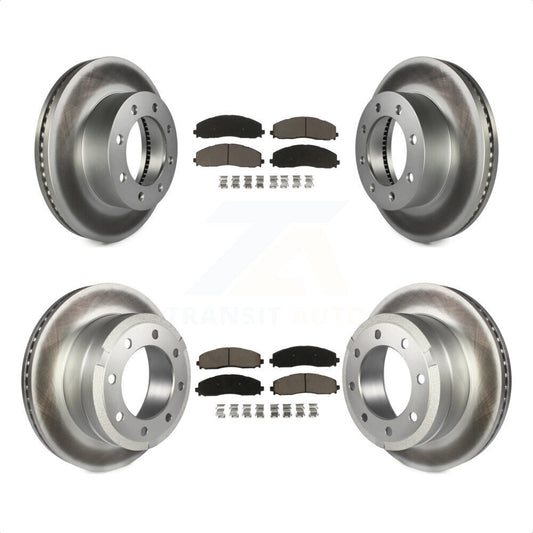[Avant + Arrière] Kit de disque (revêtu) et plaquette (céramique) de frein pour Ford F-250 Super Duty F-350 4WD KGC-101152 par Transit Auto