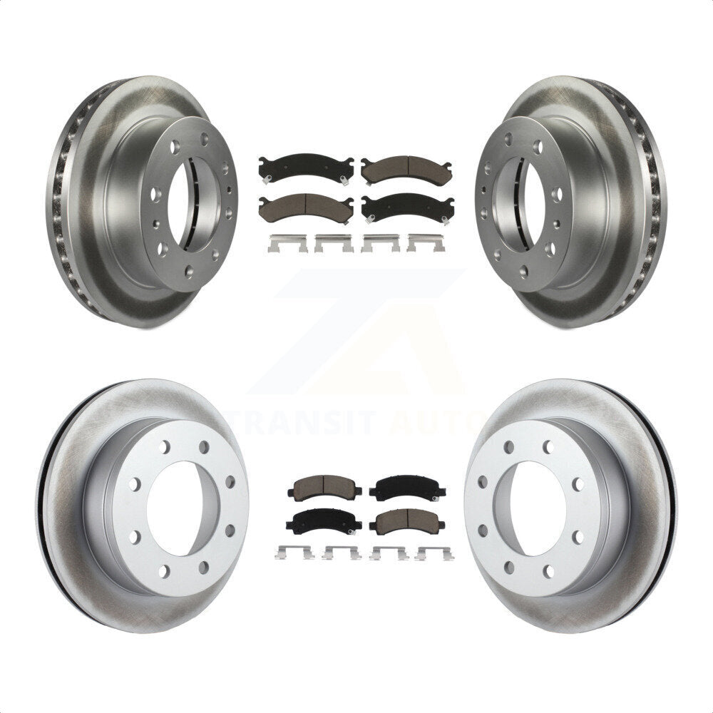 [Avant + Arrière] Kit de disque (revêtu) et plaquette (céramique) de frein pour Chevrolet Express 2500 GMC Savana KGC-101200 par Transit Auto