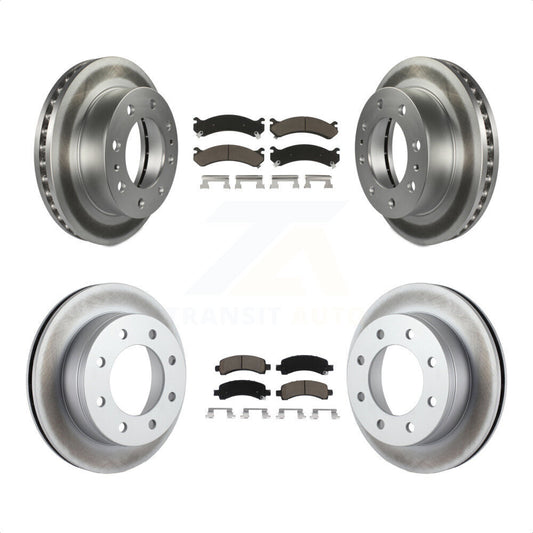 [Avant + Arrière] Kit de disque (revêtu) et plaquette (céramique) de frein pour Chevrolet Express 2500 GMC Savana KGC-101200 par Transit Auto