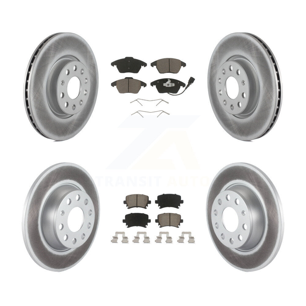 [Avant + Arrière] Kit de disque (revêtu) et plaquette (céramique) de frein pour Volkswagen Passat GTI Eos Audi A3 Quattro Golf KGC-101221