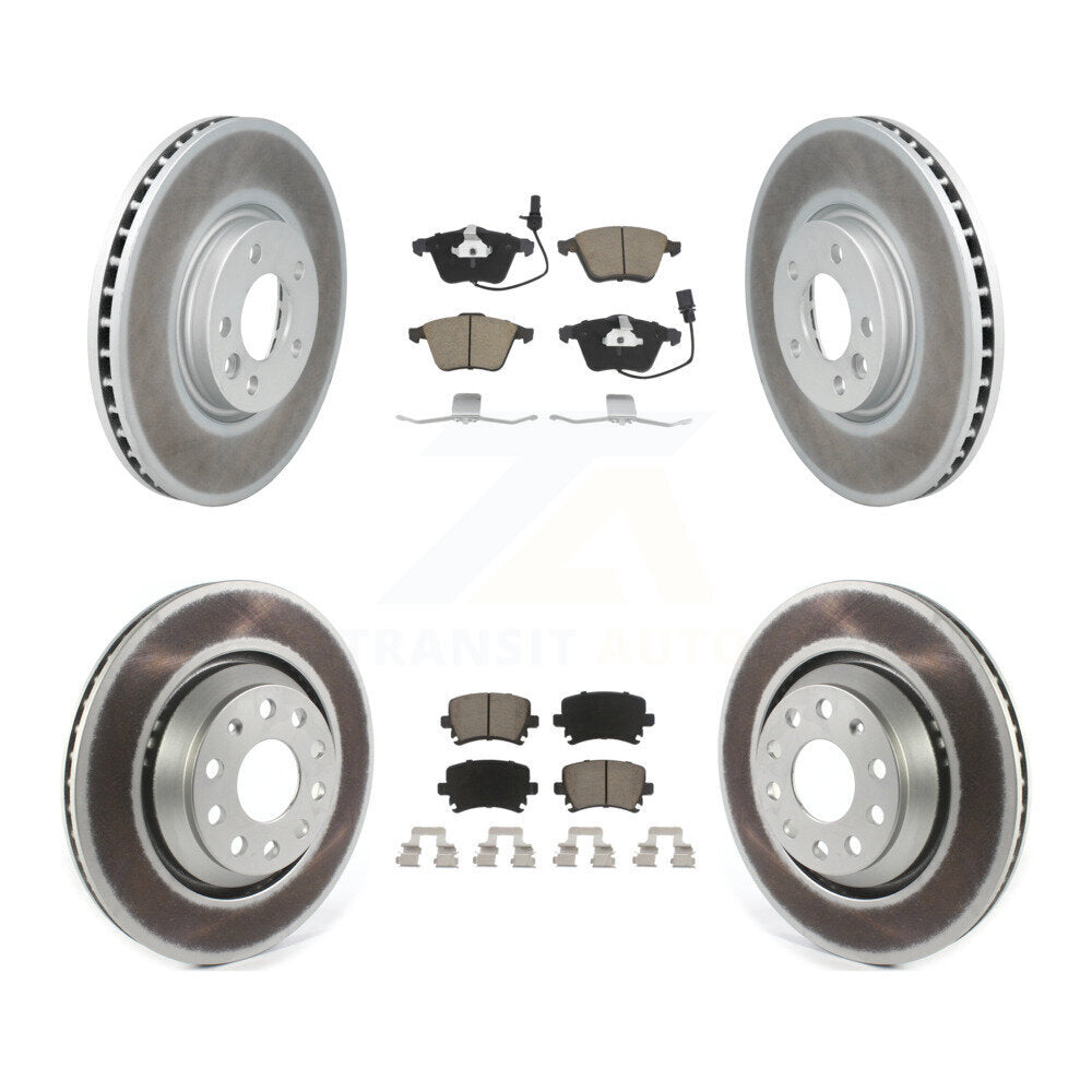 [Avant + Arrière] Kit de disque (revêtu) et plaquette (céramique) de frein pour Volkswagen CC avec 340mm Diameter Rotor KGC-101228