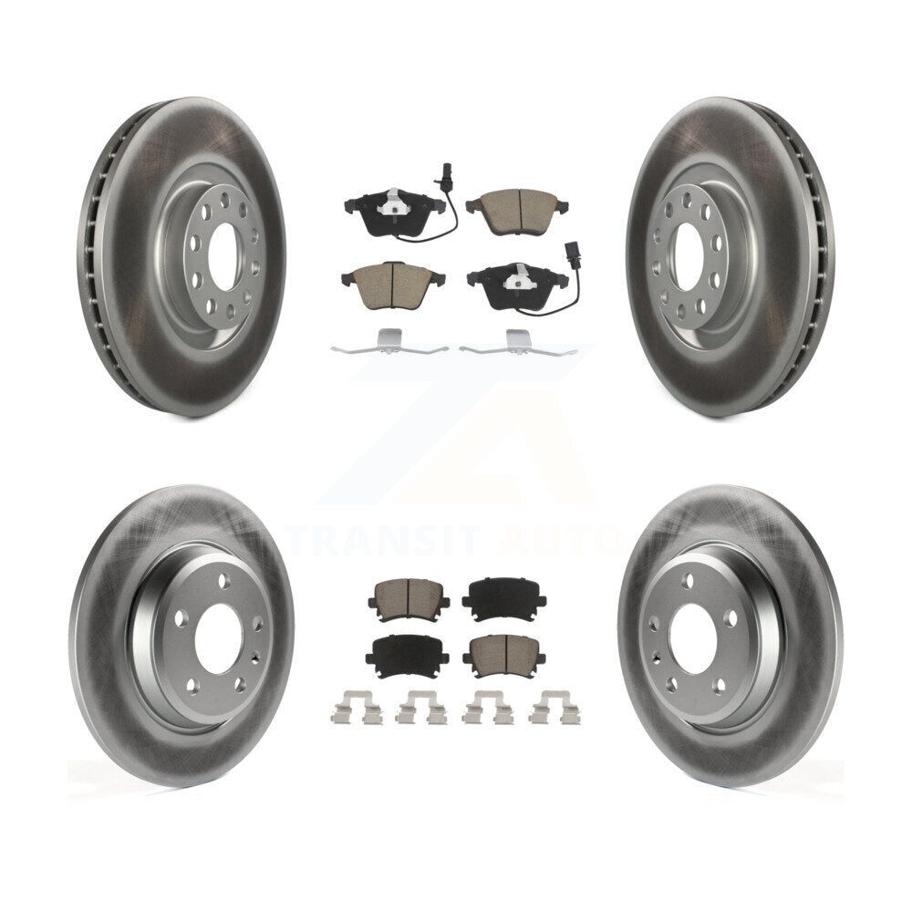 [Avant + Arrière] Kit de disque (revêtu) et plaquette (céramique) de frein pour 2009 Audi A4 Quattro Convertible avec 300mm Diameter Rotor KGC-101232