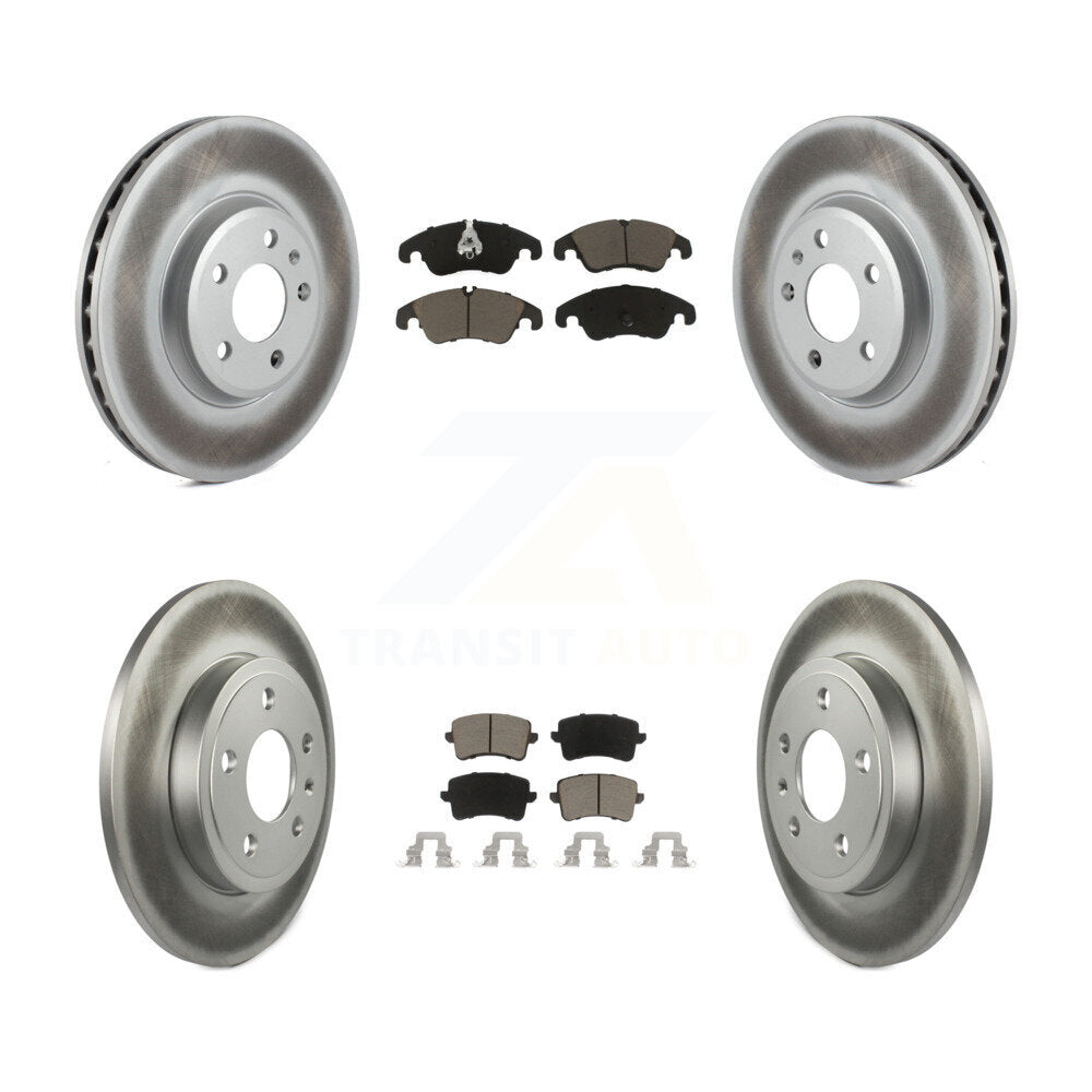 [Avant + Arrière] Kit de disque (revêtu) et plaquette (céramique) de frein pour 2009 Audi A4 Quattro Sedan Wagon avec 288mm Diameter Rotor KGC-101233