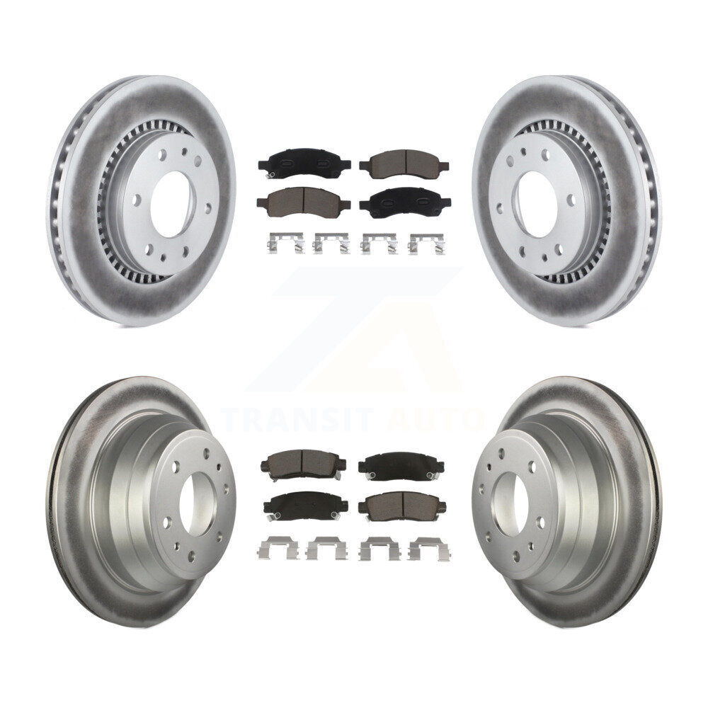 [Avant + Arrière] Kit de disque (revêtu) et plaquette (céramique) de frein pour Chevrolet Trailblazer GMC Envoy Buick Rainier Isuzu Ascender KGC-101234