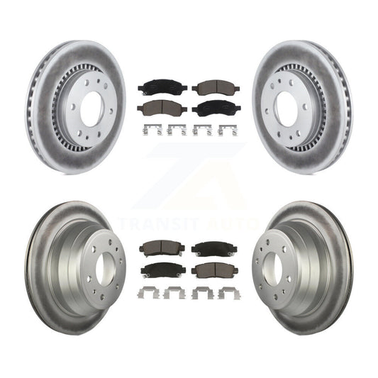 [Avant + Arrière] Kit de disque (revêtu) et plaquette (céramique) de frein pour Chevrolet Trailblazer GMC Envoy Buick Rainier Isuzu Ascender KGC-101234