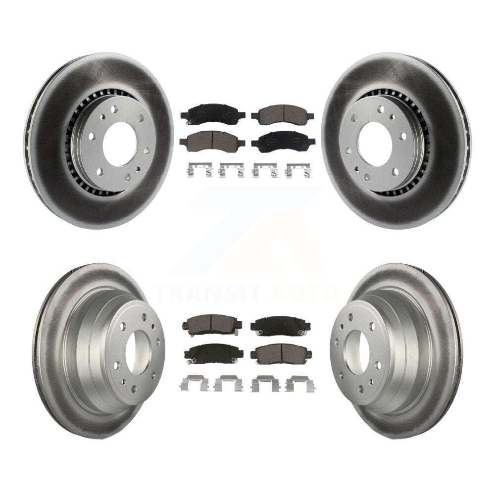 [Avant + Arrière] Kit de disque (revêtu) et plaquette (céramique) de frein pour Chevrolet Trailblazer GMC Envoy EXT XL Buick Rainier Saab 9-7x Isuzu Ascender KGC-101235