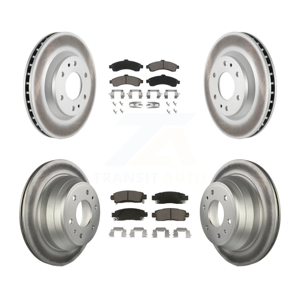 [Avant + Arrière] Kit de disque (revêtu) et plaquette (céramique) de frein pour Chevrolet Trailblazer GMC Envoy Buick Rainier Oldsmobile Bravada Isuzu Ascender KGC-101236
