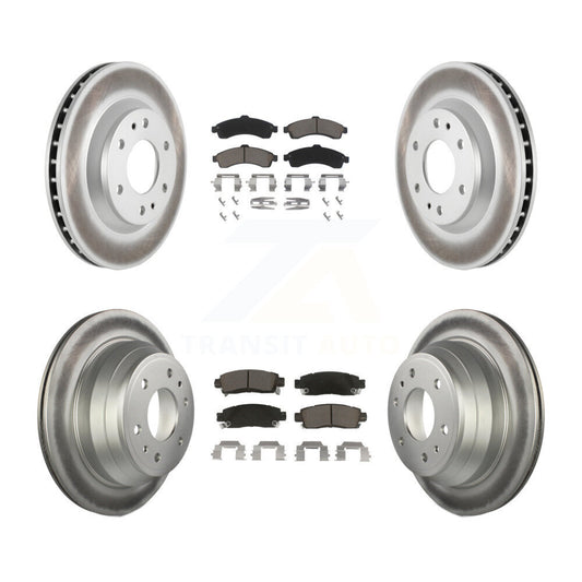[Avant + Arrière] Kit de disque (revêtu) et plaquette (céramique) de frein pour Chevrolet Trailblazer GMC Envoy Buick Rainier Oldsmobile Bravada Isuzu Ascender KGC-101236