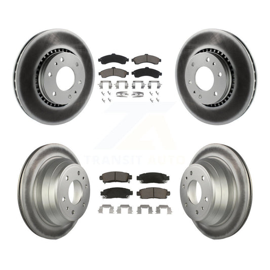 [Avant + Arrière] Kit de disque (revêtu) et plaquette (céramique) de frein pour Chevrolet Trailblazer GMC EXT Envoy XL Buick Rainier XUV SSR Isuzu Ascender Saab 9-7x KGC-101237